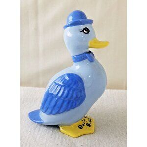 Blue duck ceramic figurine bow tie bowler hat marked don't be blue 1986 francine